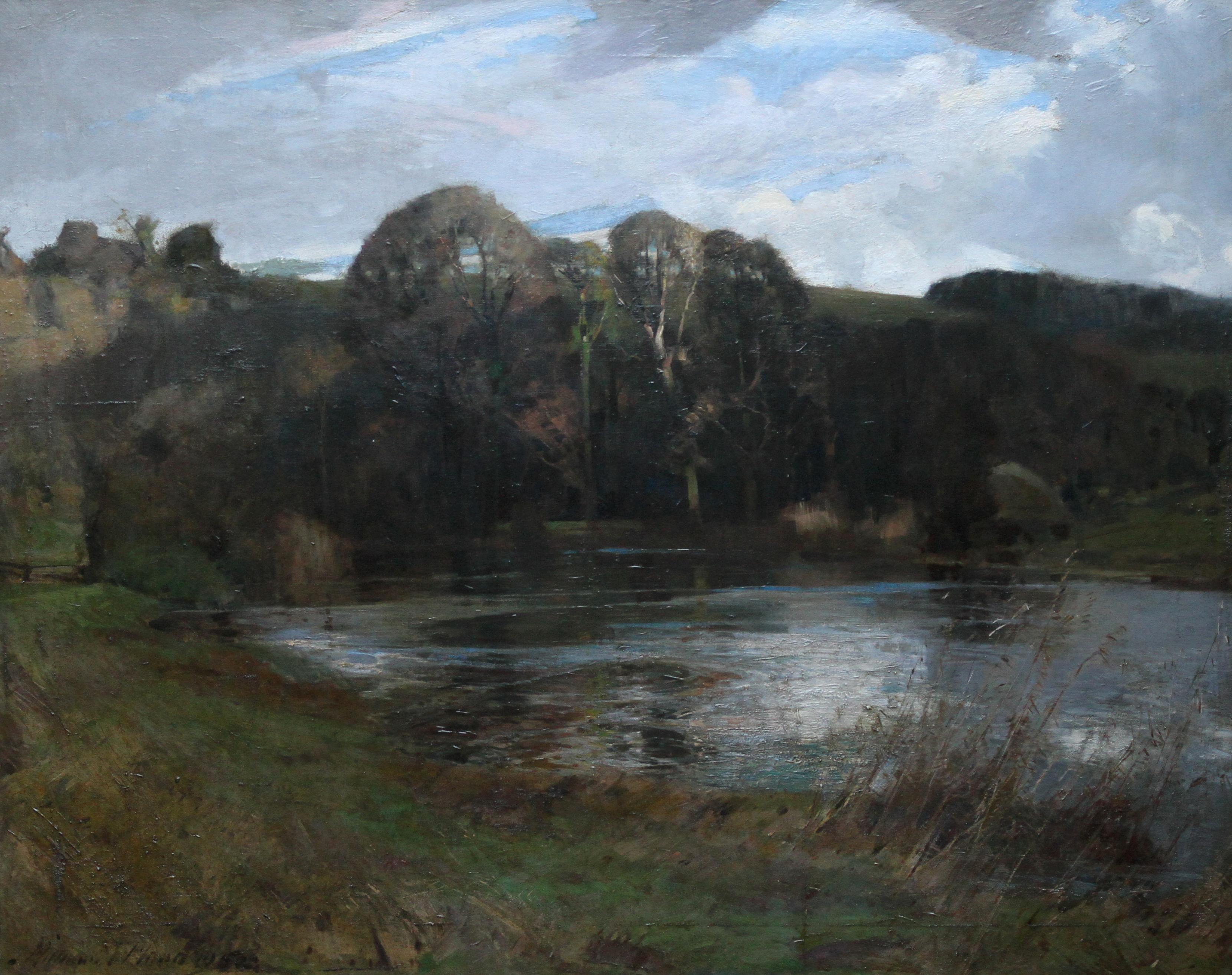 River Landscape - Arun Sussex - British art 1950 landscape oil painting Arundel  For Sale 5