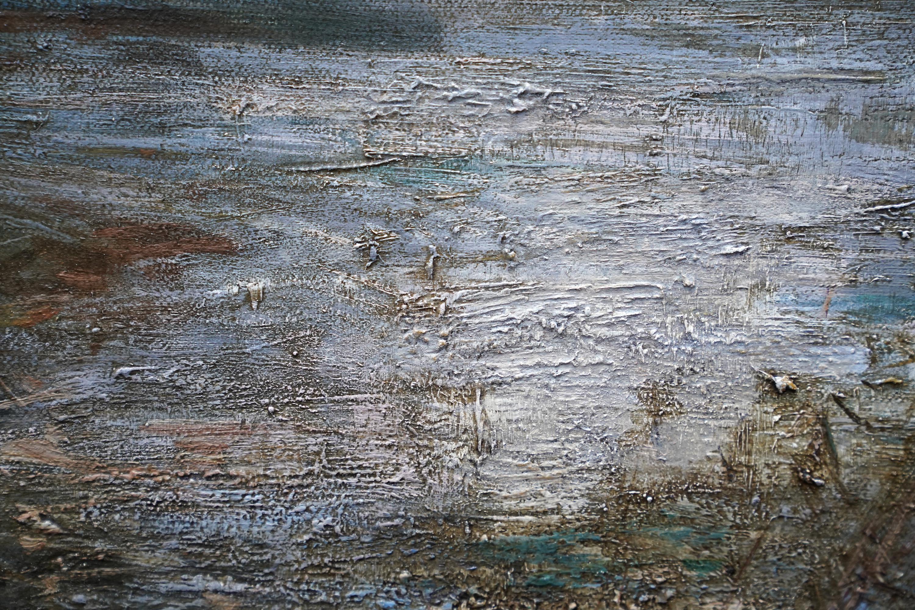 Paysage fluvial - Arun Sussex - Peinture à l'huile britannique de paysage de 1950 d'Arundel en vente 5