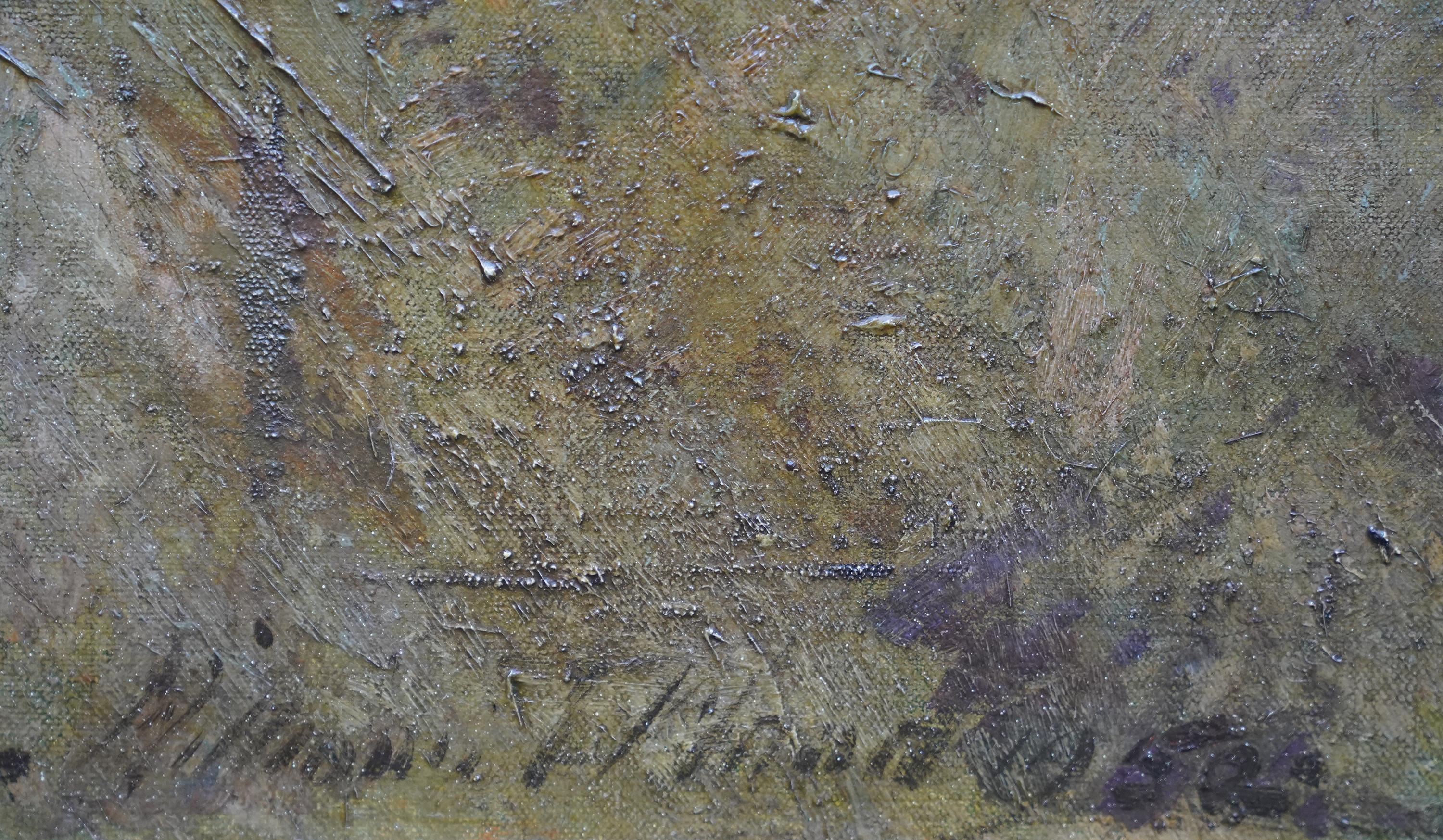 Paysage fluvial - Arun Sussex - Peinture à l'huile britannique de paysage de 1950 d'Arundel en vente 6
