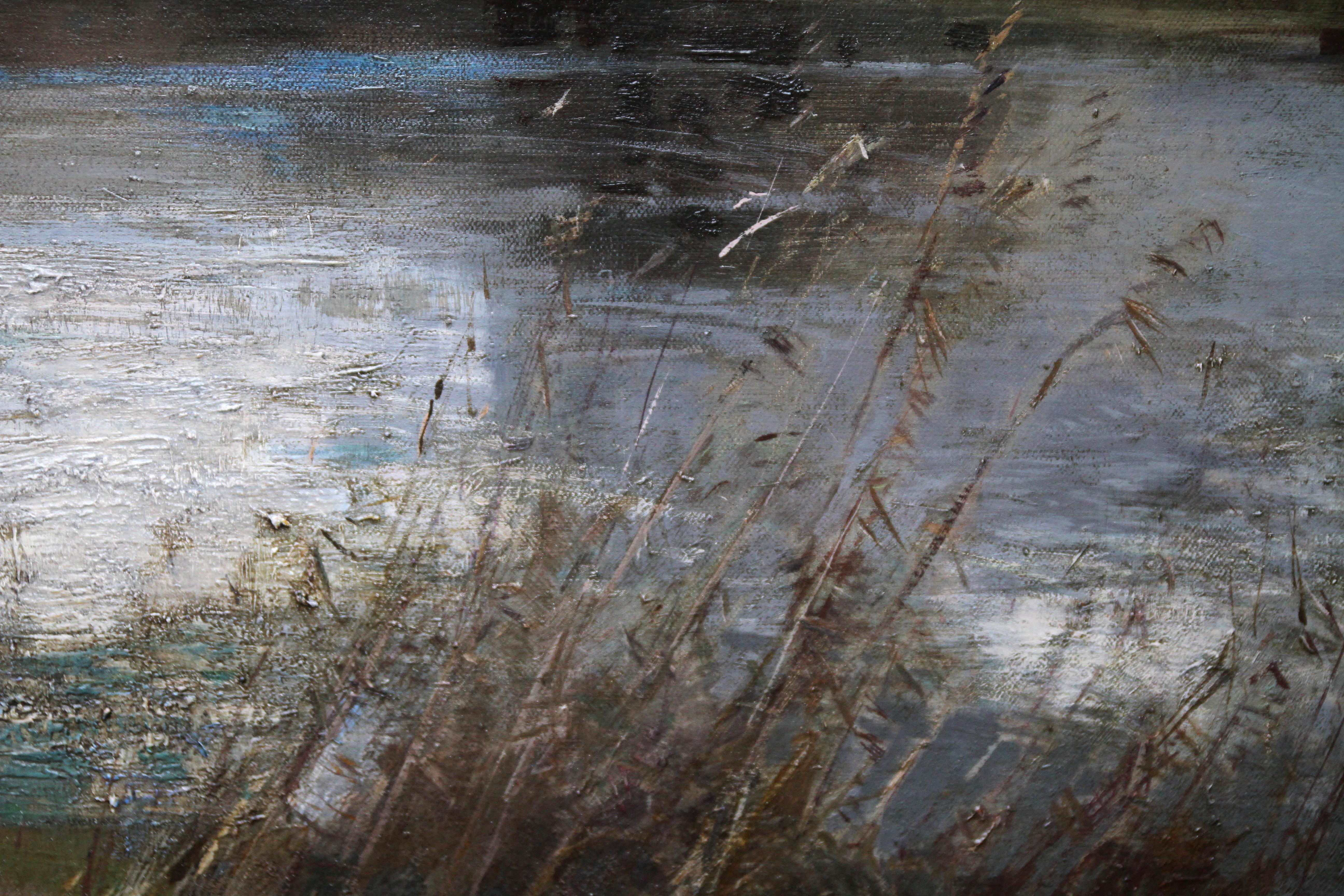 River Landscape - Arun Sussex - British art 1950 landscape oil painting Arundel  For Sale 2