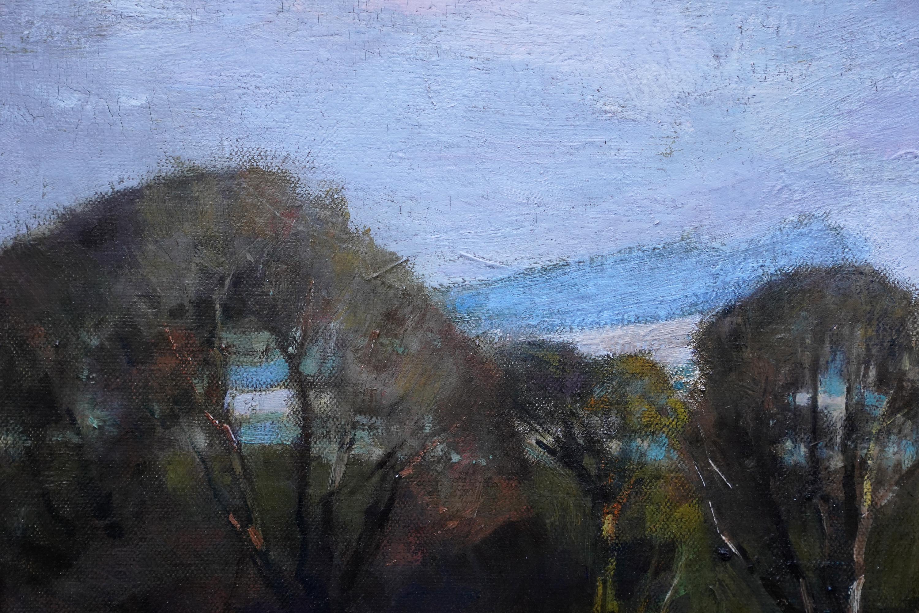 Paysage fluvial - Arun Sussex - Peinture à l'huile britannique de paysage de 1950 d'Arundel en vente 2