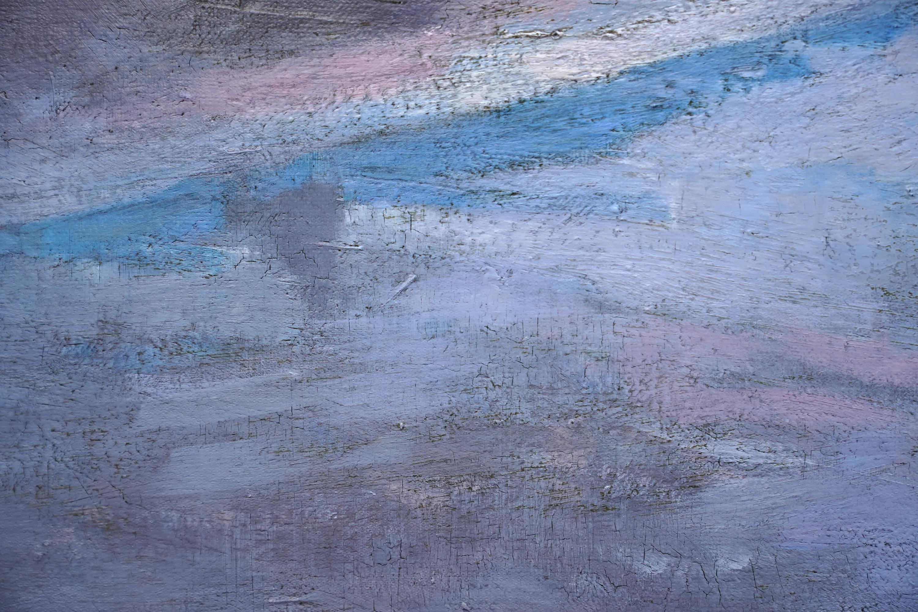 Paysage fluvial - Arun Sussex - Peinture à l'huile britannique de paysage de 1950 d'Arundel en vente 3