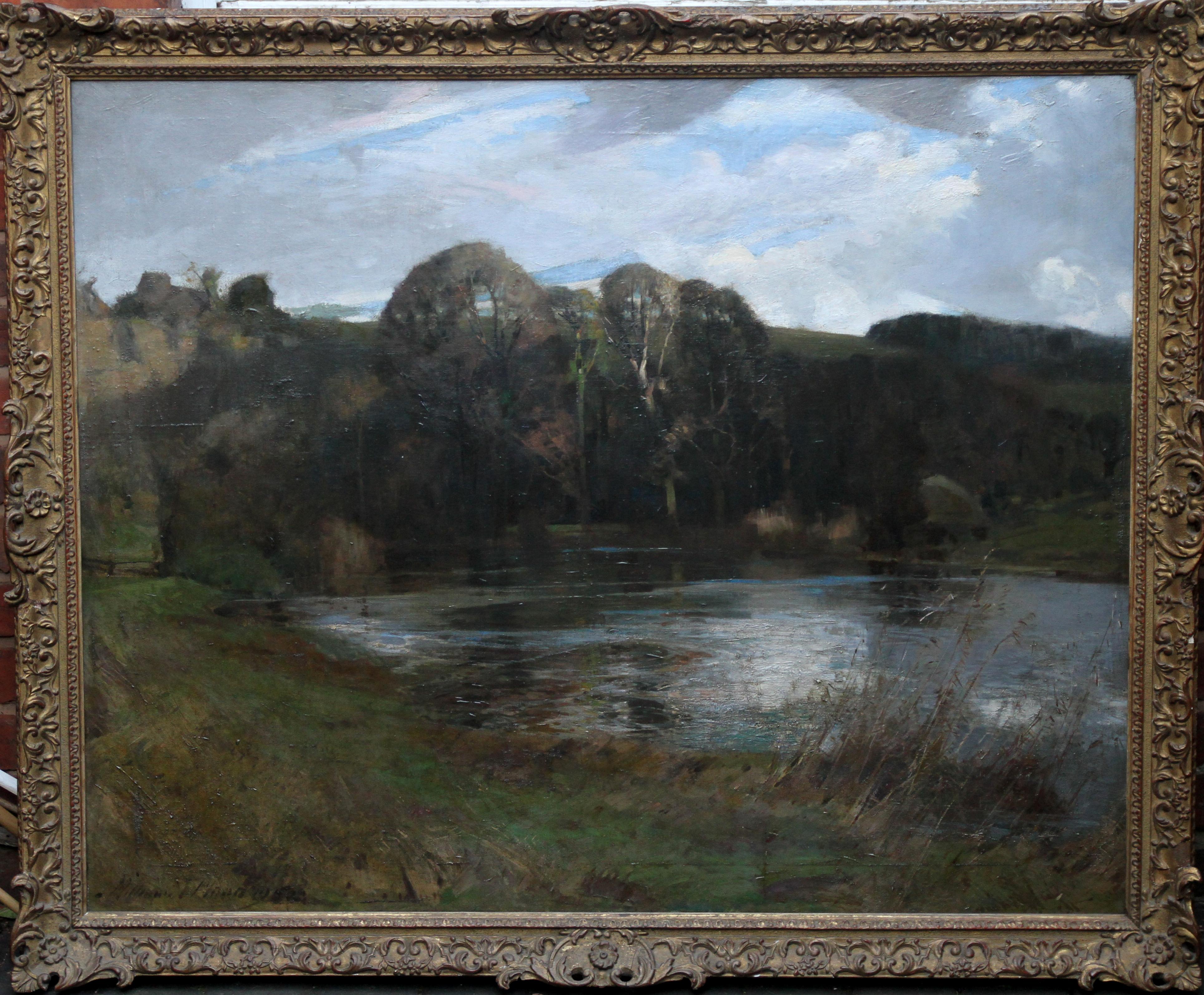 Paysage fluvial - Arun Sussex - Peinture à l'huile britannique de paysage de 1950 d'Arundel 
