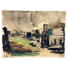 William Thon (1906-2000) "Roman Sketch" Abstracted Landscape Painting