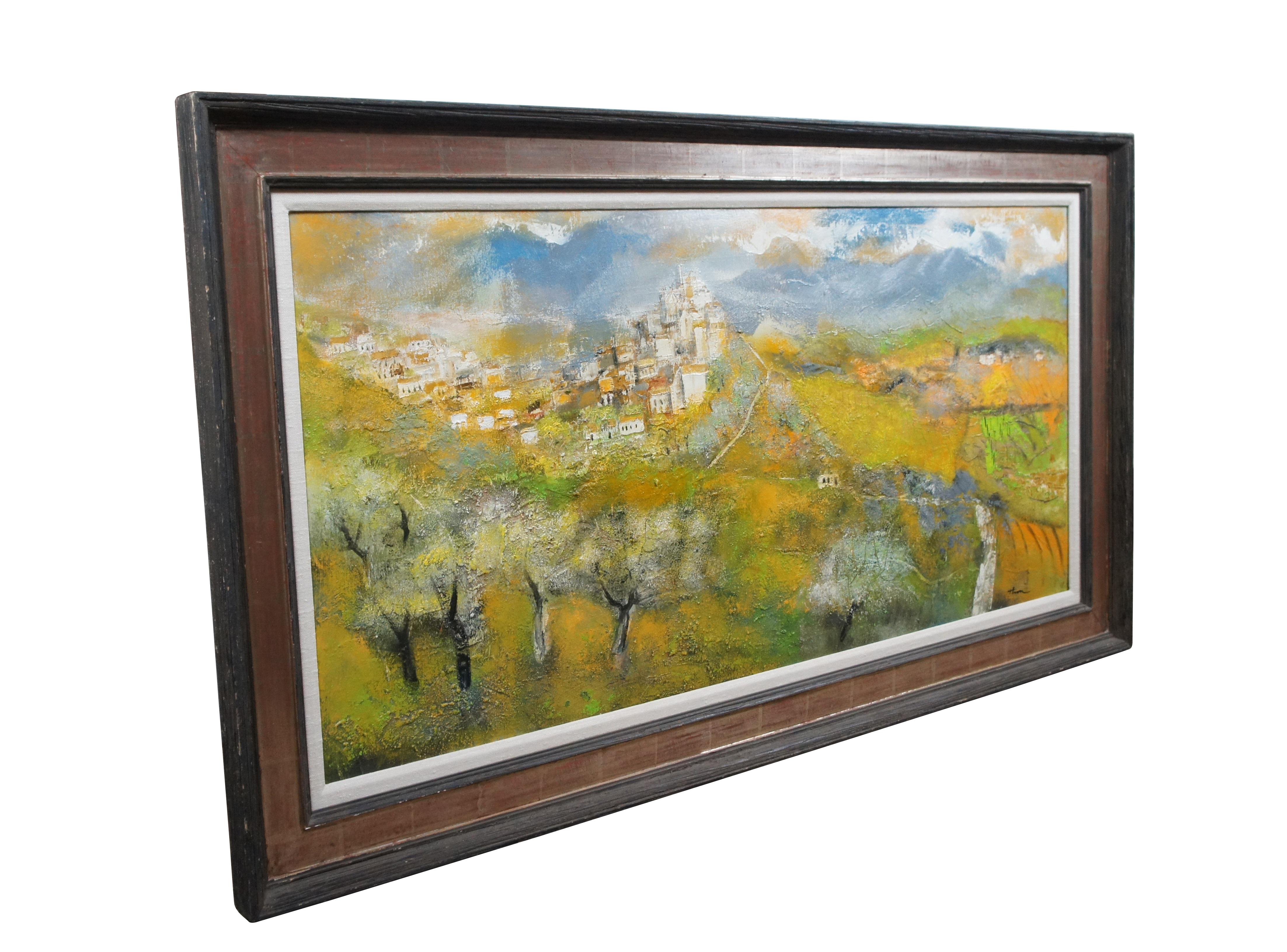 Mid 20th century oil on board landscape painting by William Thon titled 