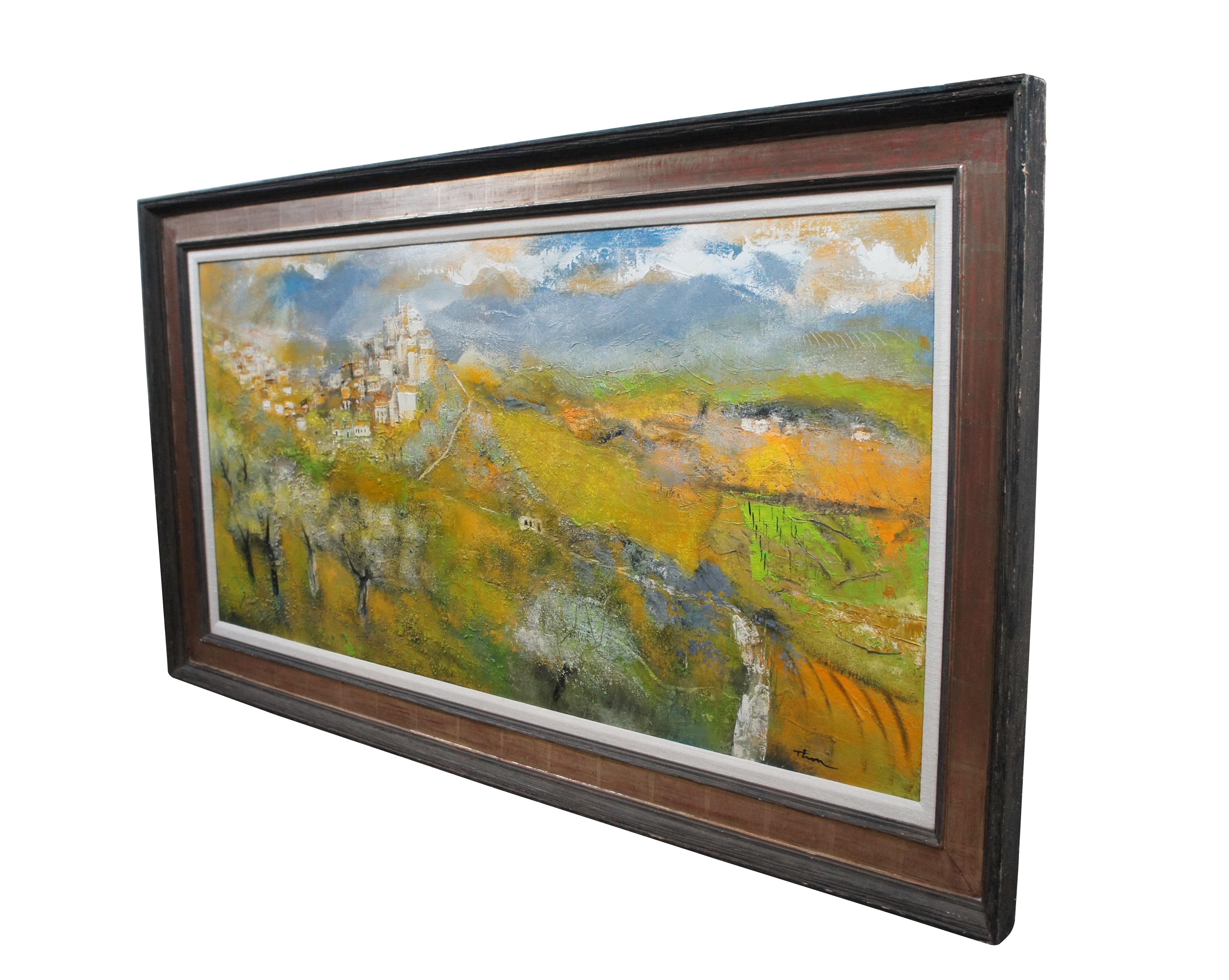 Mid-Century Modern William Thon, peinture à l'huile expressionniste de paysage de montagne en Calabria, Italie en vente