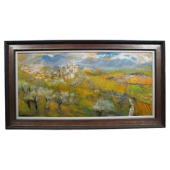 Used William Thon Mountain Town Calabria Italy Expressionist Oil Landscape Painting