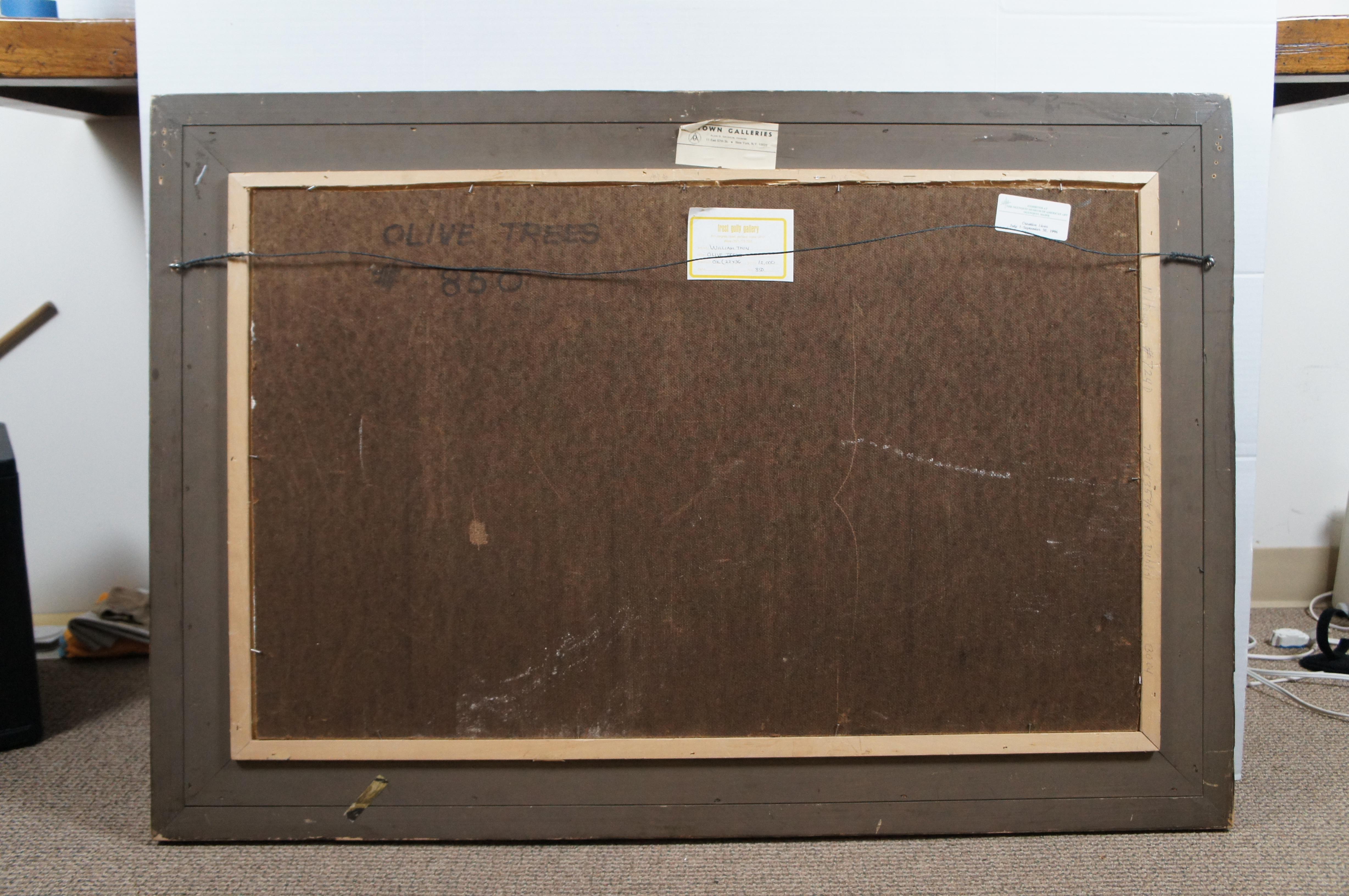 William Thon Olive Trees expressionniste abstrait huile sur carton peinture de paysage Bon état - En vente à Dayton, OH