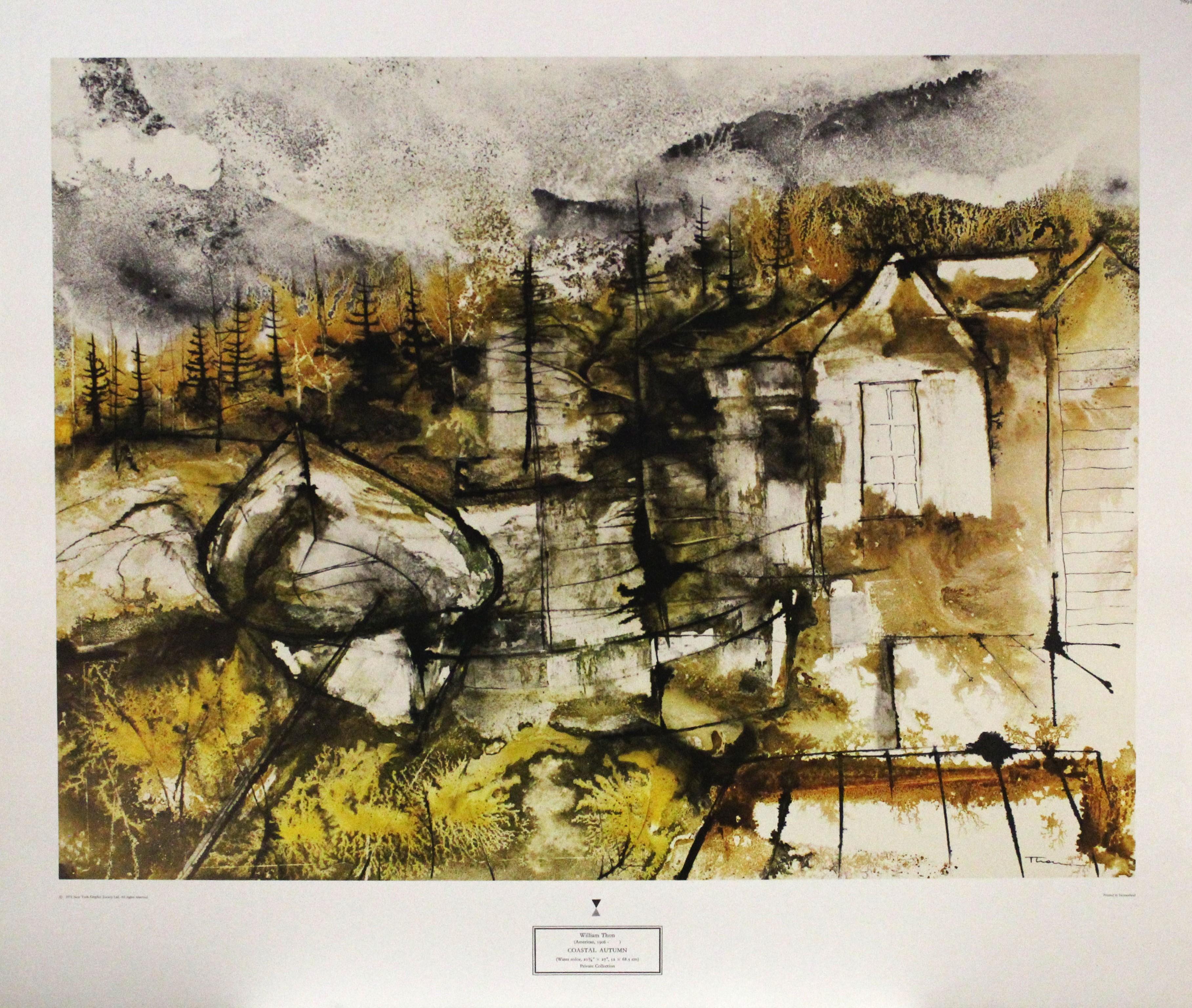 Landscape Print di William Thon - Un'immagine dell'autunno costiero. New York Graphic Society Ltd. Stampato in Svizzera