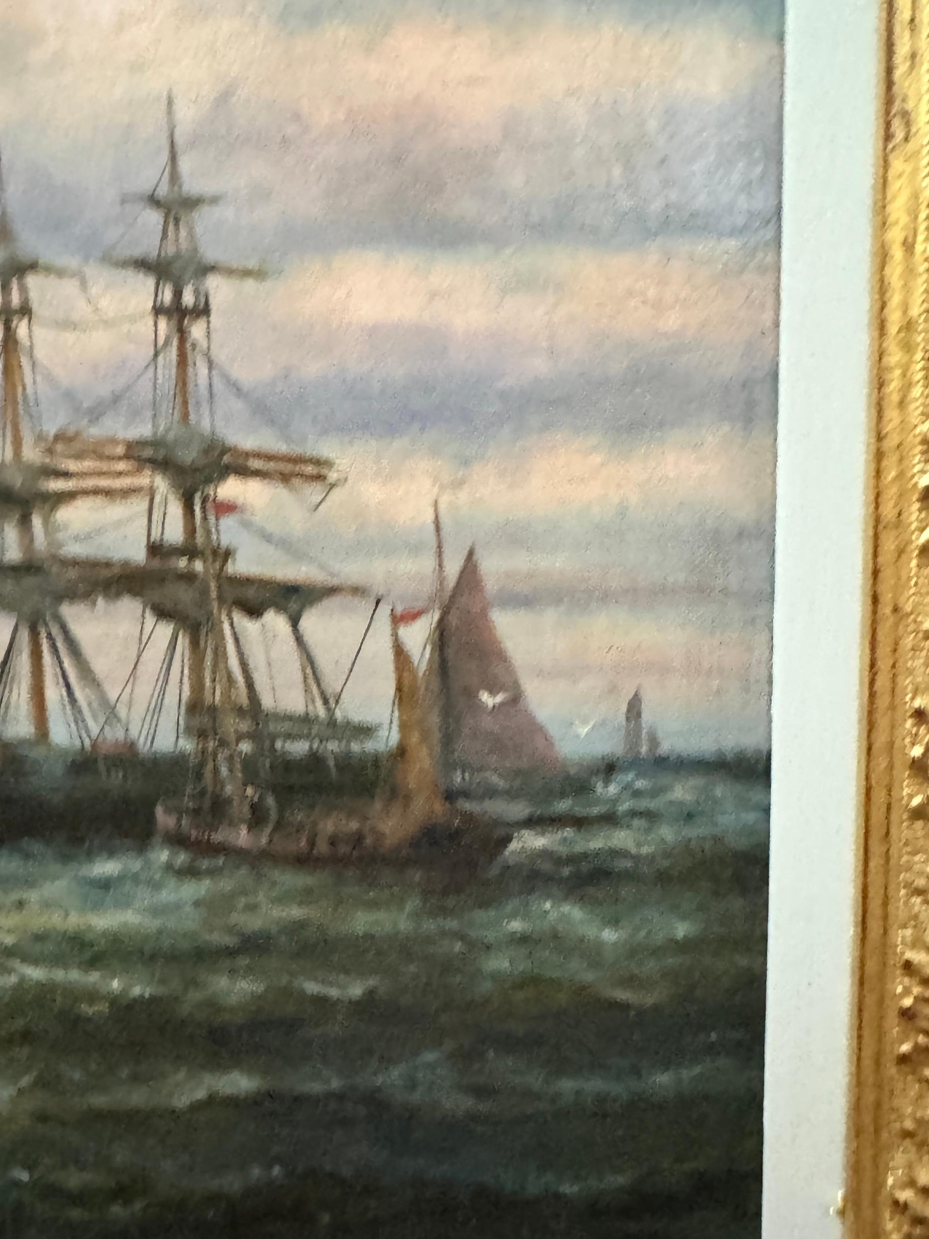 Barche da pesca inglesi del XIX secolo al largo della costa inglese presso il Castello di Dover, Kent in vendita 5