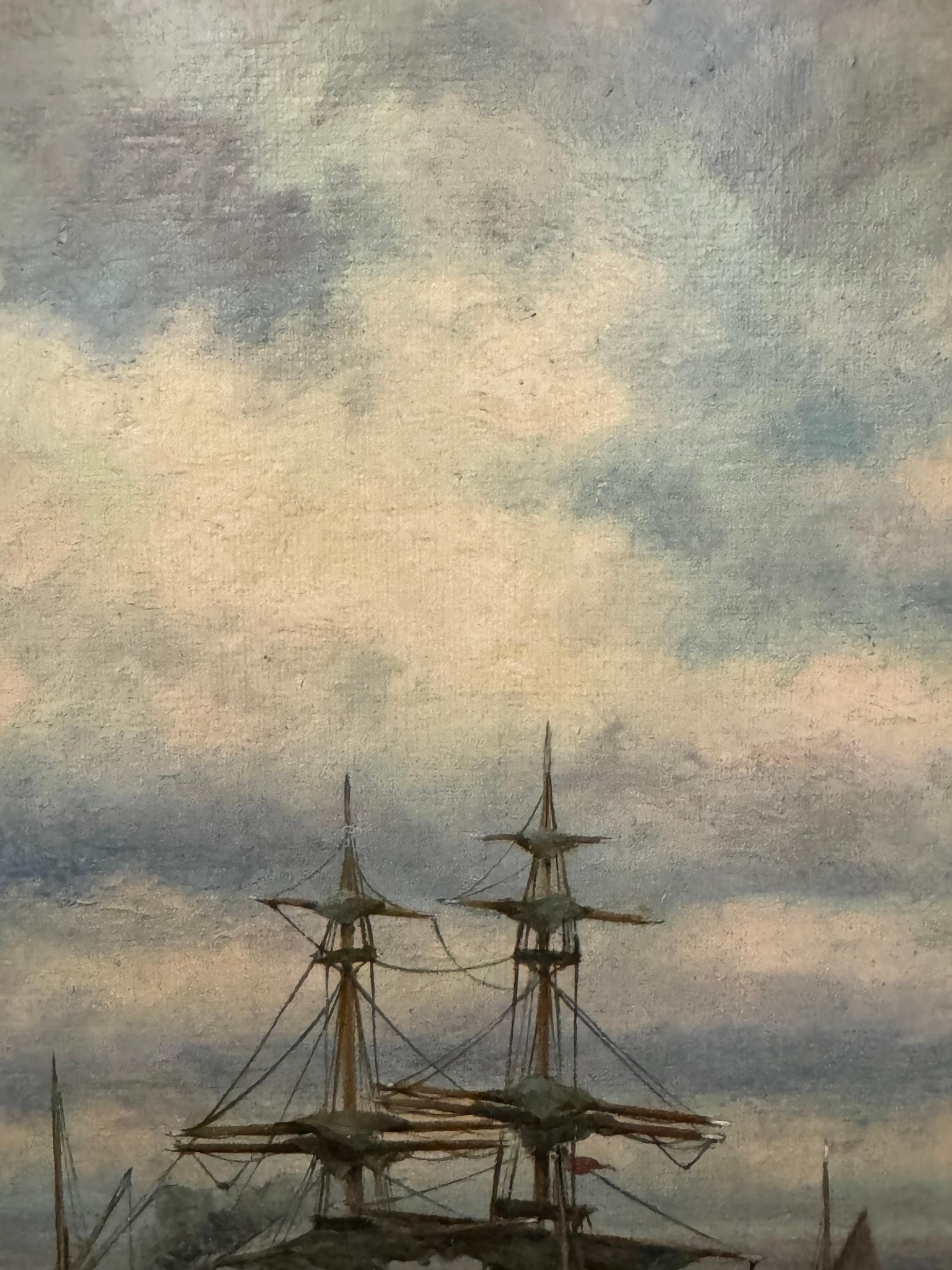 Barche da pesca inglesi del XIX secolo al largo della costa inglese presso il Castello di Dover, Kent in vendita 2