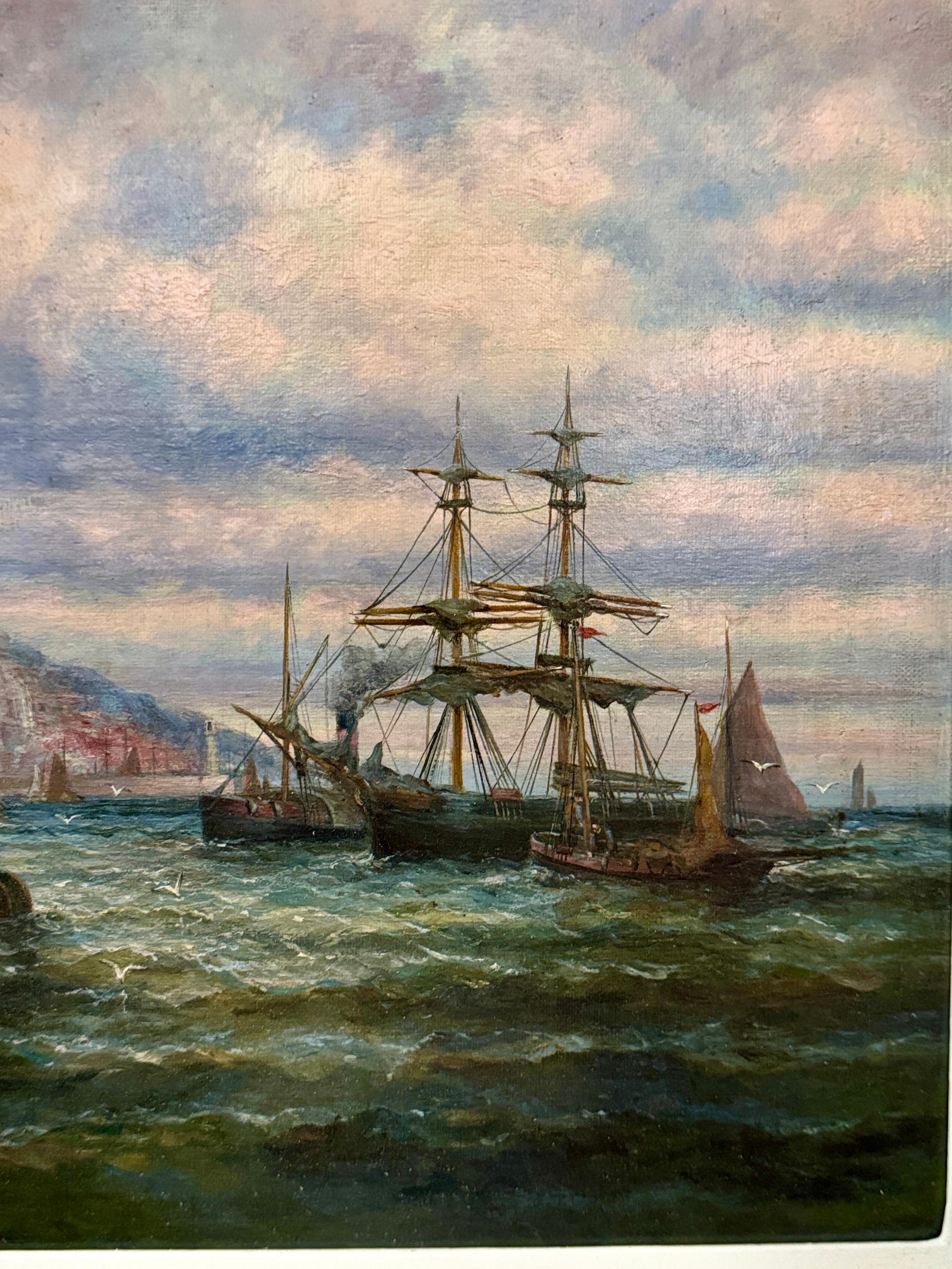 Barche da pesca inglesi del XIX secolo al largo della costa inglese presso il Castello di Dover, Kent in vendita 3