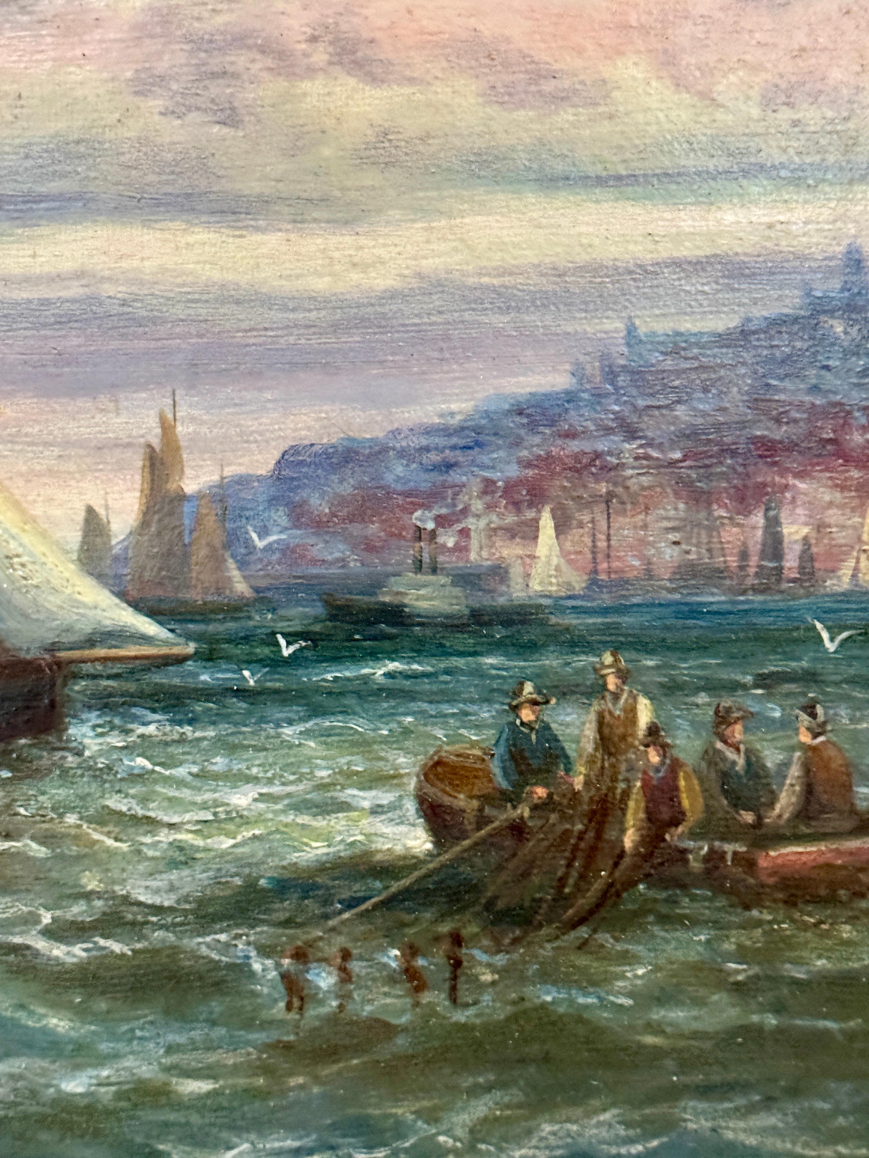 Englische Fischerboote aus dem 19. Jahrhundert vor der französischen Küste bei Boulogne-sur-Mer im Angebot 2