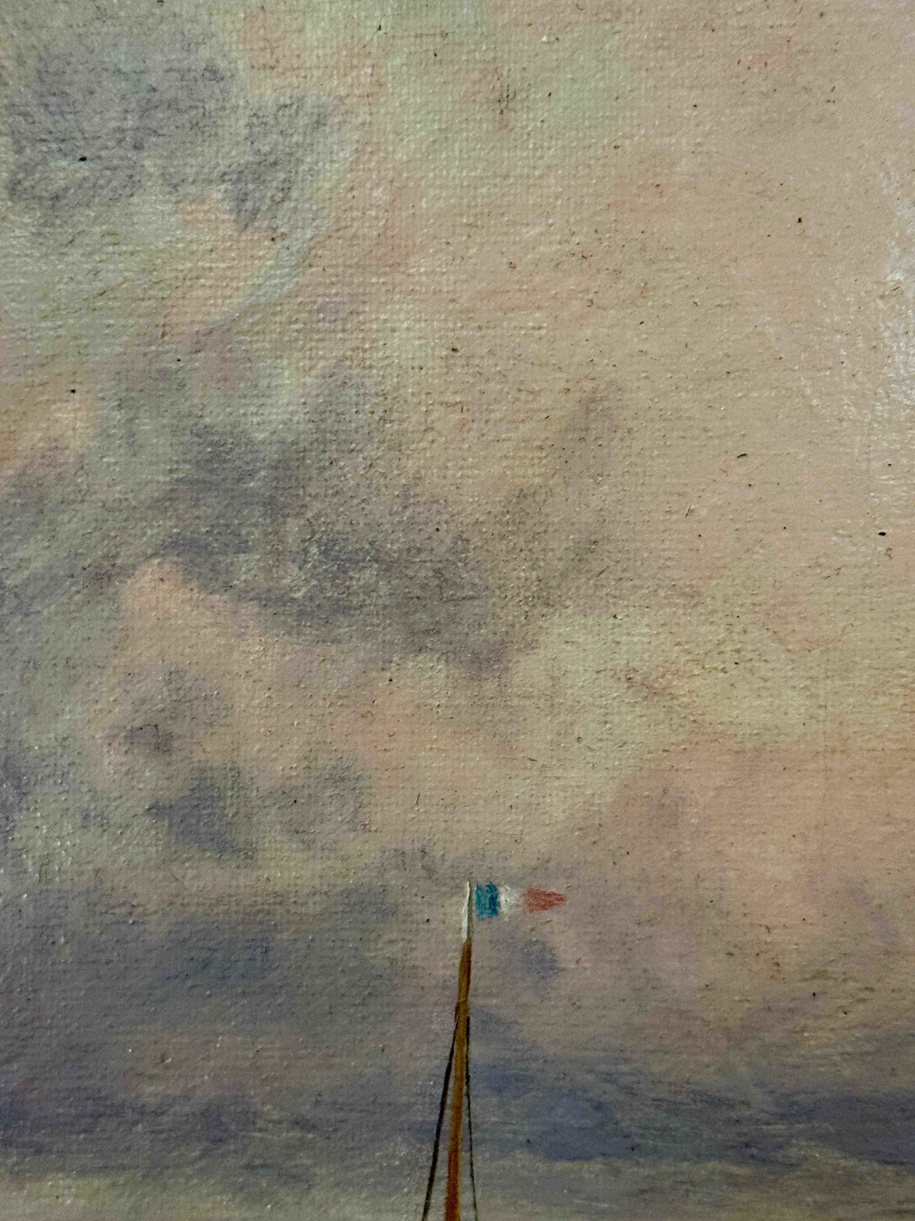 Englische Fischerboote aus dem 19. Jahrhundert vor der französischen Küste bei Boulogne-sur-Mer im Angebot 4