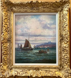 19th century English fishing boats off the French Coast near Boulogne-sur-Mer