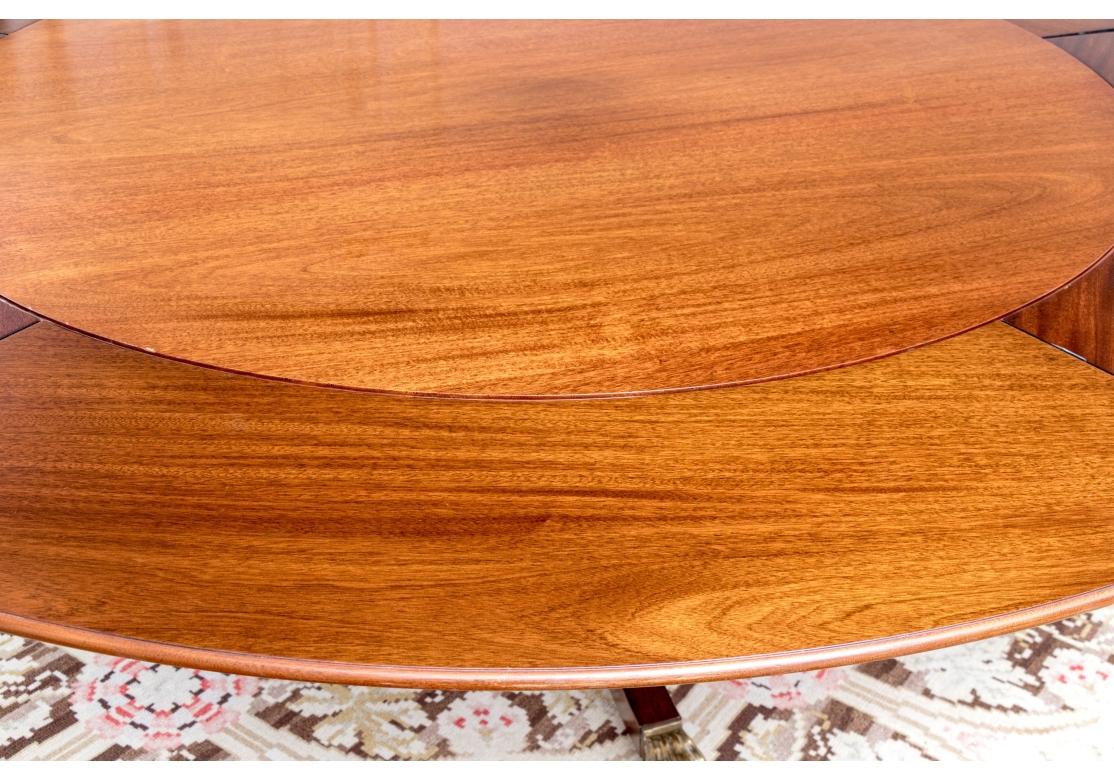 Veneer William Tillman Attributed Mahogany Circular Dining Table With Extension Leaves For Sale