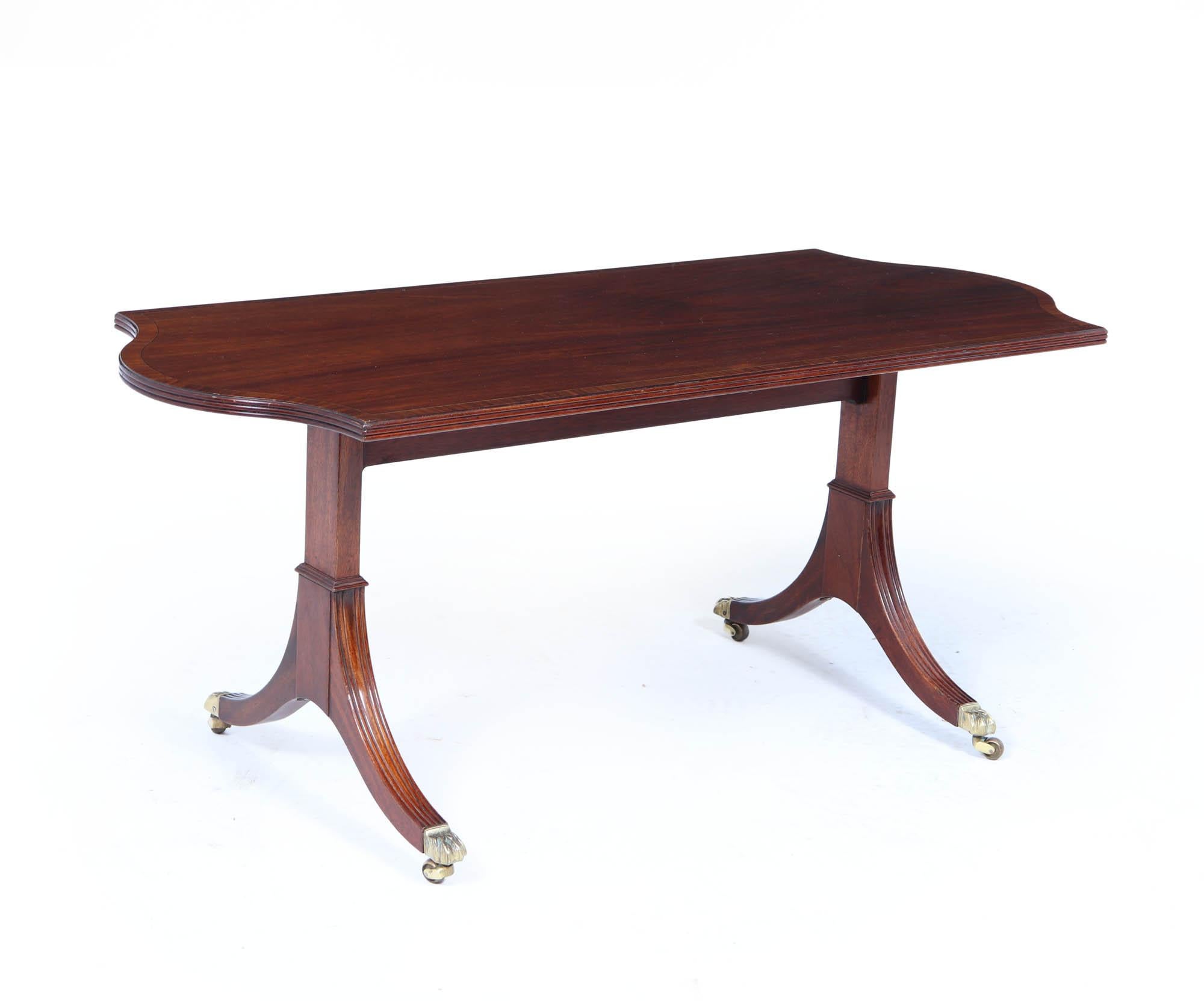 British William Tillman Mahogany Coffee Table with Sabre Legs, c. 1960s For Sale