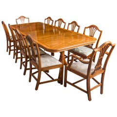 William Tillman Regency Dining Table and Ten Hepplewhite Chairs, 20th Century