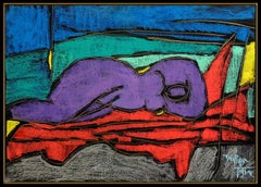 WILLIAM TOLLIVER Original Painting Mixed Media Hand Signed Nude Female Portrait