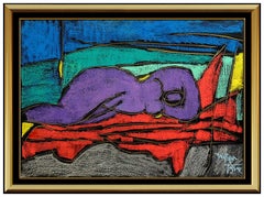 WILLIAM TOLLIVER Original Painting Mixed Media Hand Signed Nude Female Portrait