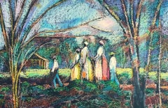 GOING TO CHURCH Signed Lithograph, Southern Landscape, African American Heritage