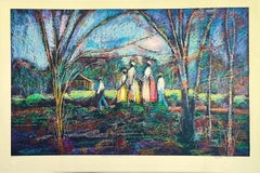 GOING TO CHURCH Signed Lithograph, Southern Landscape, African American Heritage