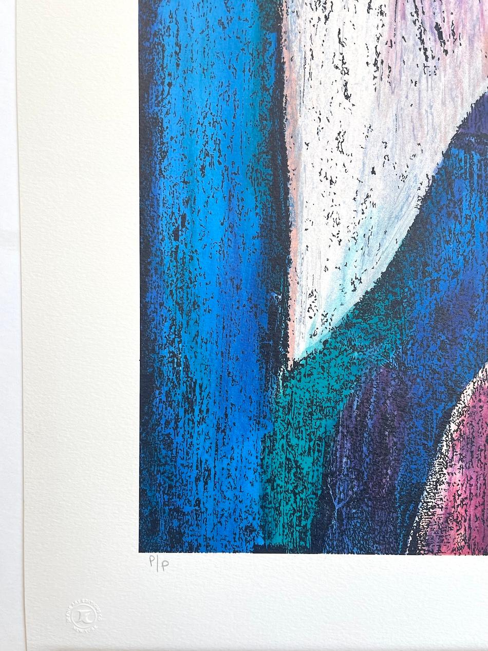 BELLEZA NATURAL Litografía firmada Retrato abstracto en color Mujer negra Florero en venta 1