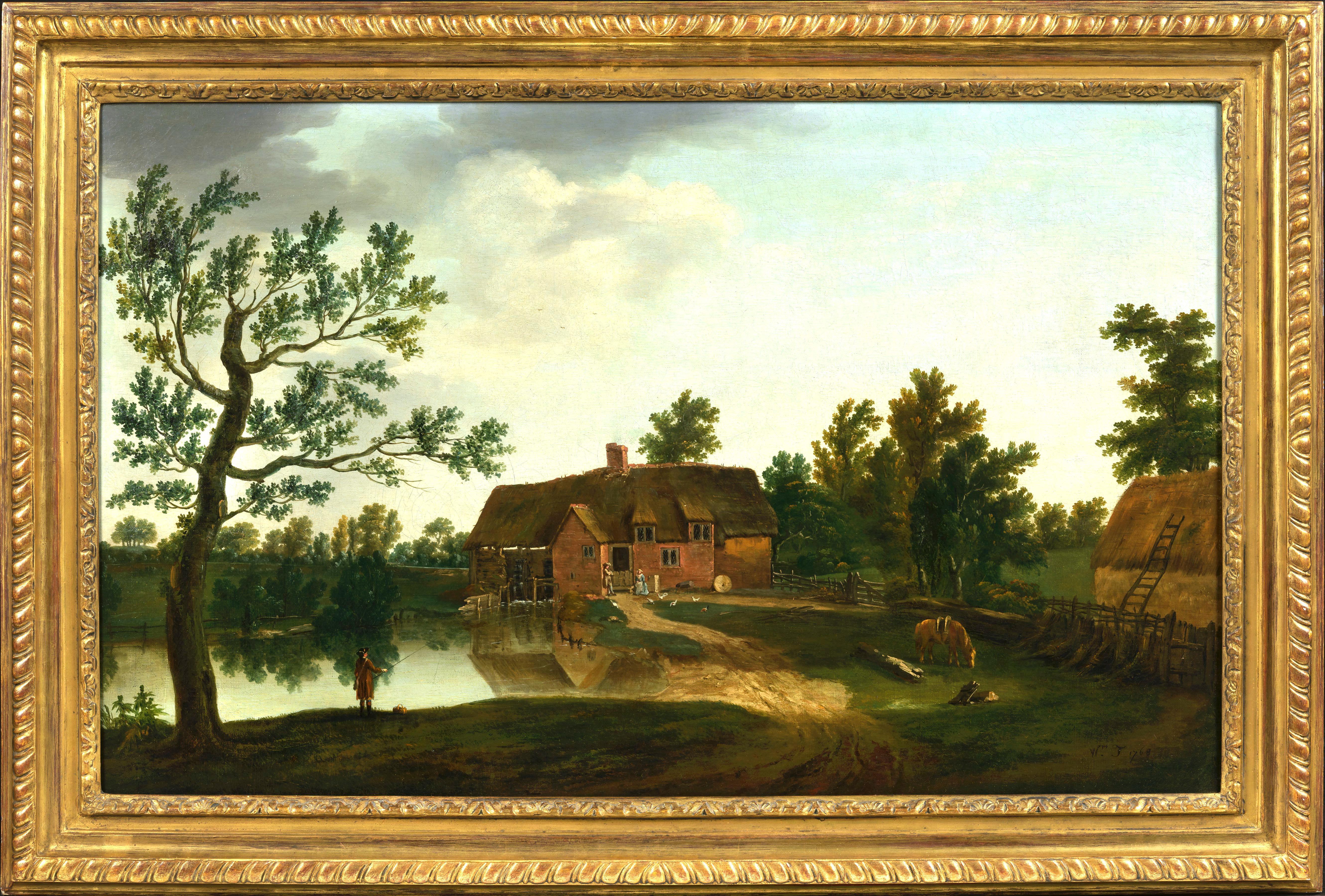 William Tomkins Landscape Painting - A view of Chamberlain's Mill at Bere Regis, Dorset