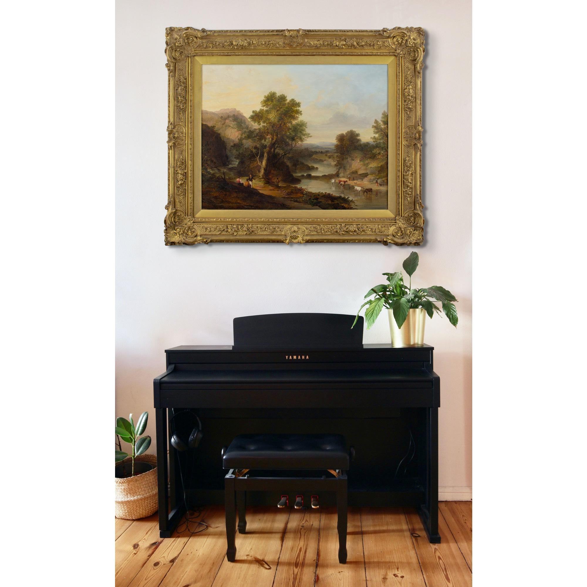 William Traies (attribuito), Paesaggio fluviale con cascata e figure in Woods Williams in vendita 2
