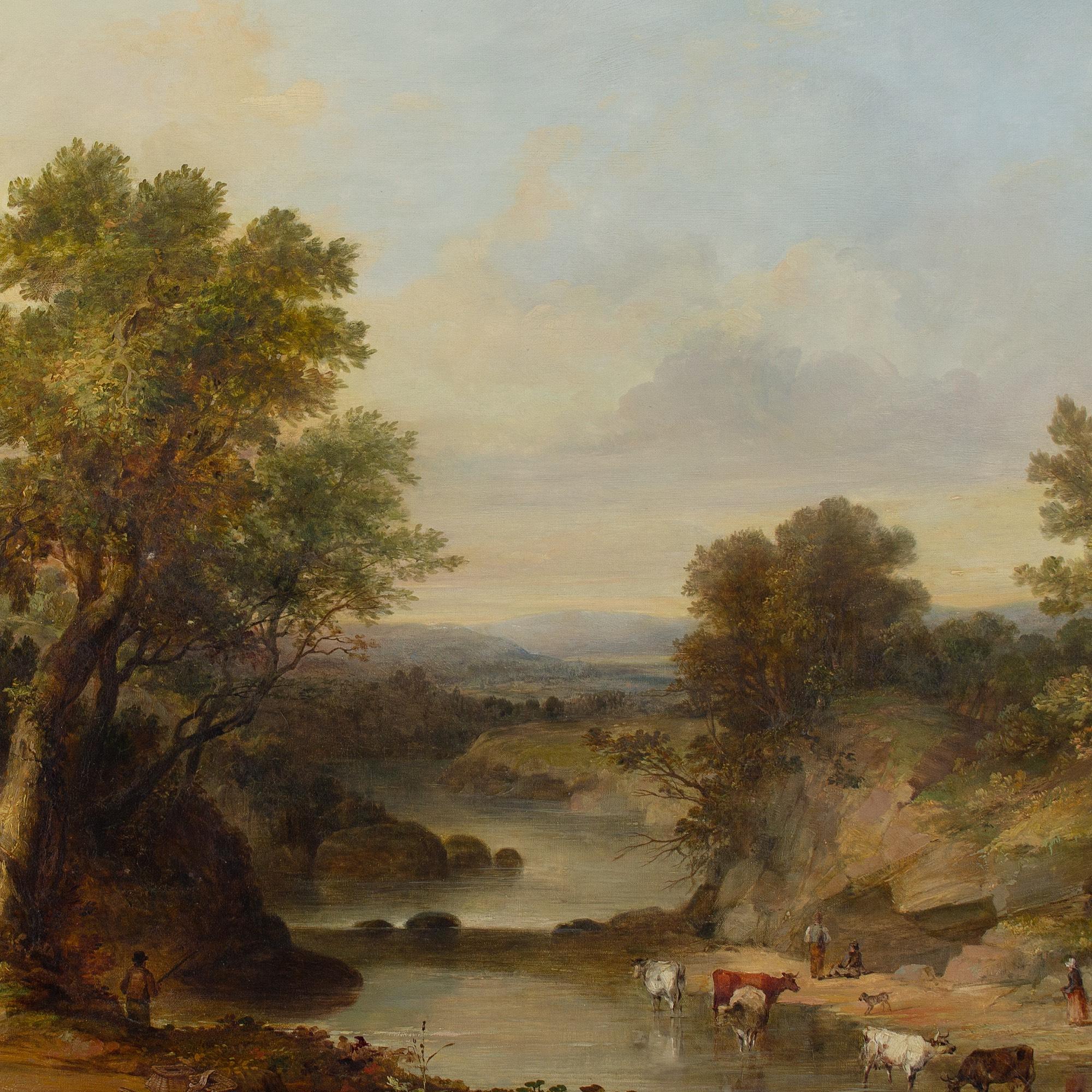 William Traies (attribuito), Paesaggio fluviale con cascata e figure in Woods Williams in vendita 5