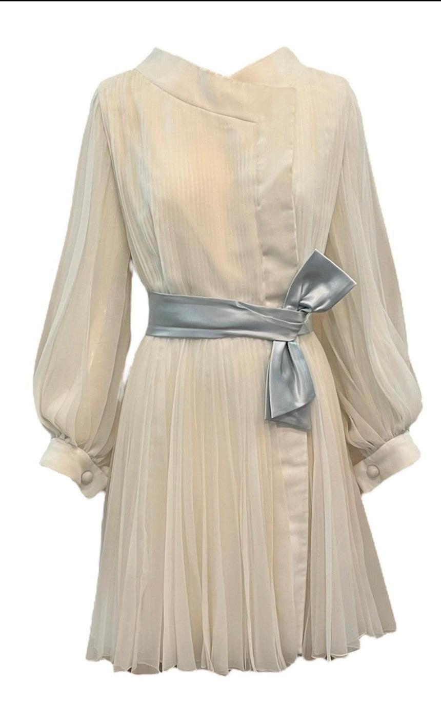 William Travilla White Chiffon Pleated Valley of The Dolls Dress, 1960s For Sale