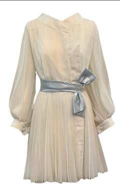 William Travilla White Chiffon Pleated Valley of The Dolls Dress, 1960s
