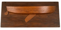 Sleek Wooden Boat - Mid Century Modern Wall Hanging Sculpture