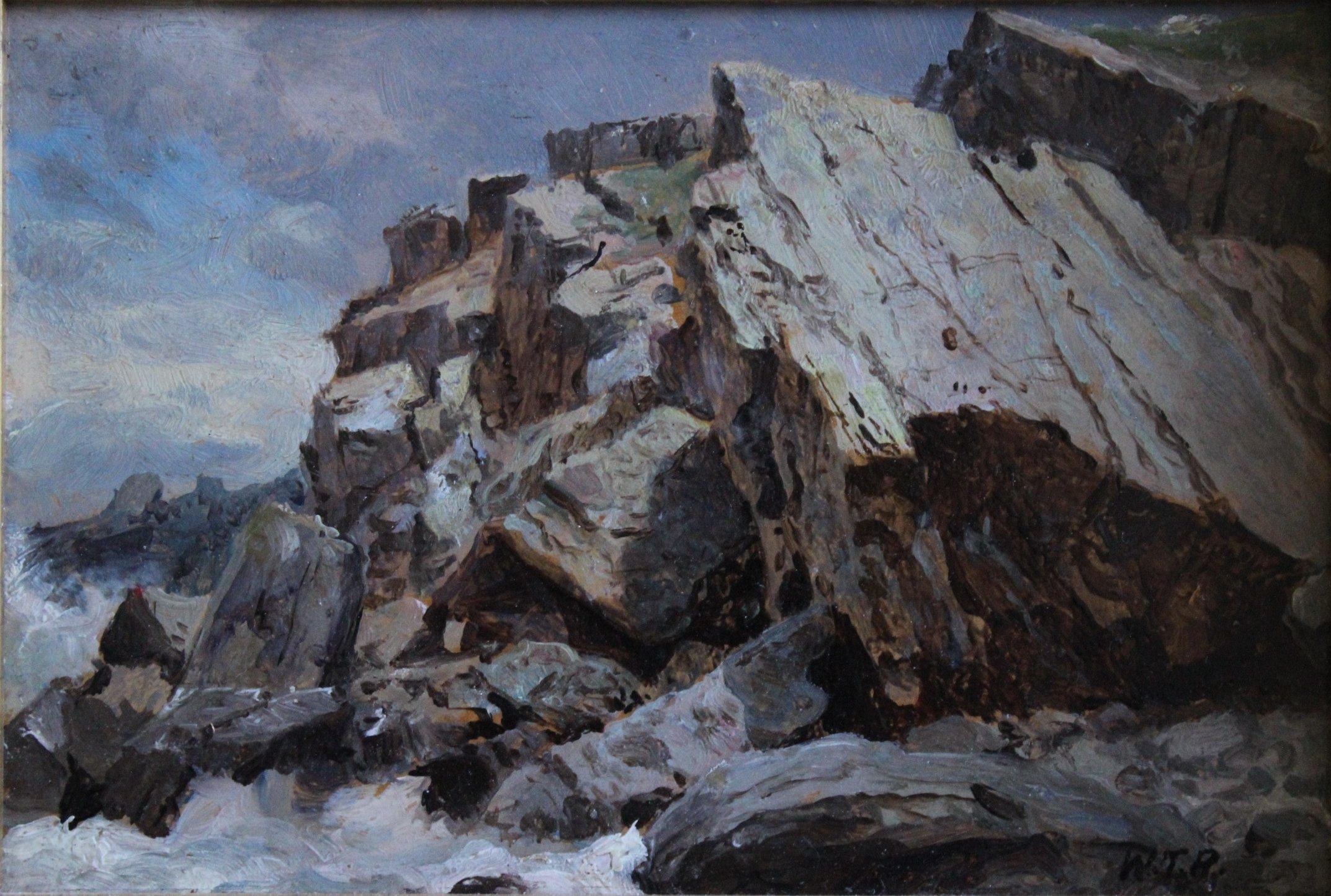 William Trost Richards Landscape Painting - "Cormorant Rock, Conanicut Island, Rhode Island" Hudson River School Seascape