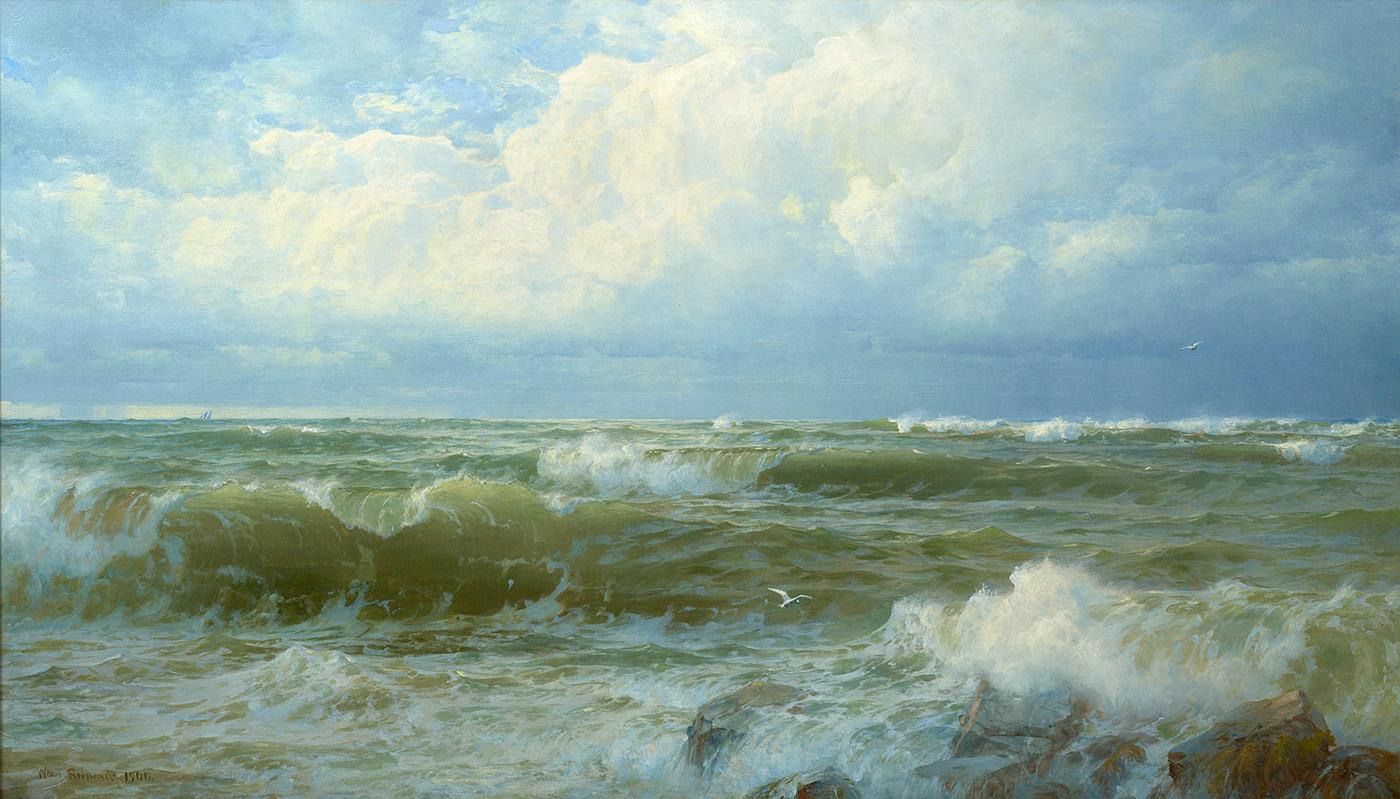 William Trost Richards Landscape Painting - Rolling Surf, 1900