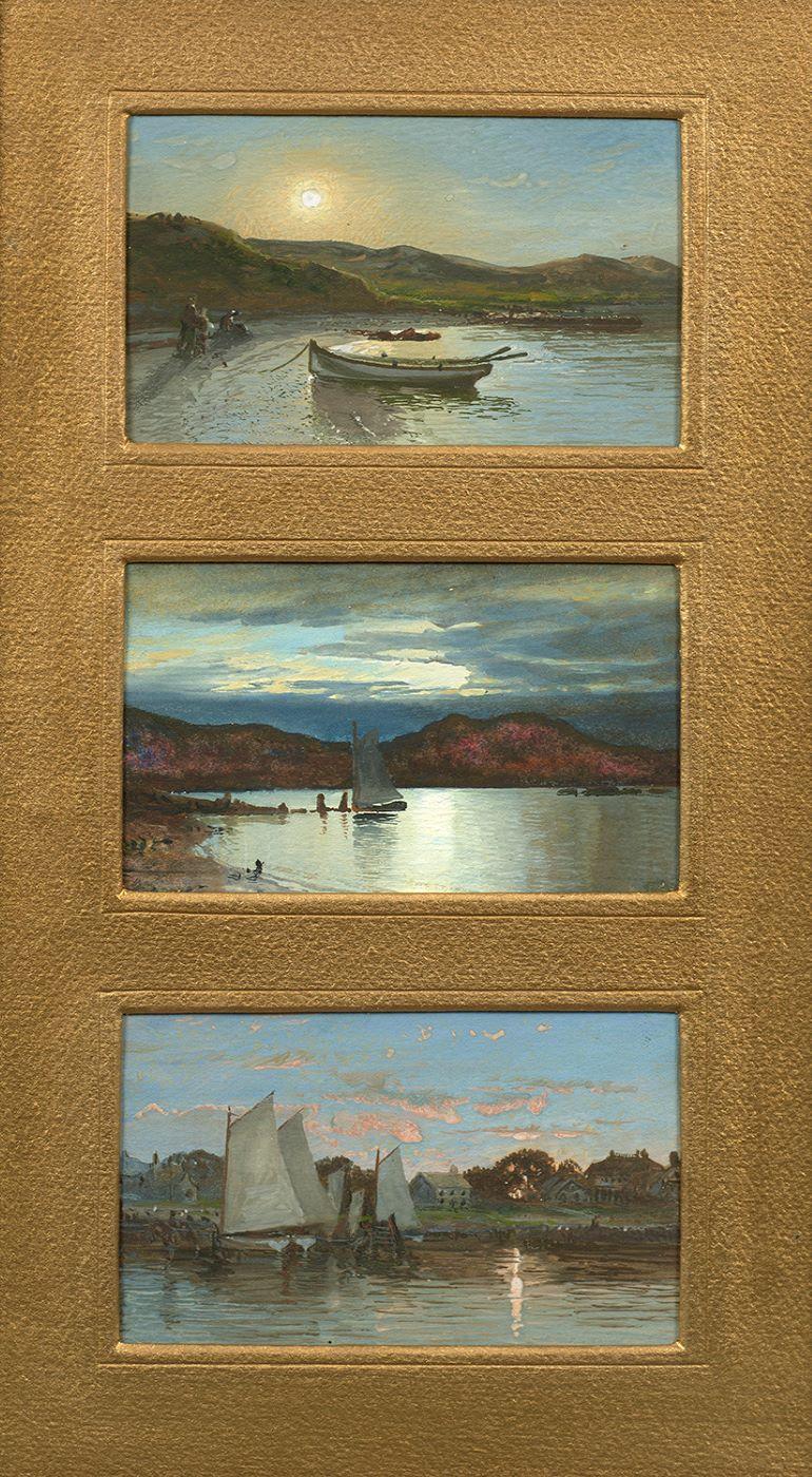 William Trost Richards Landscape Painting - Study of Three Coastal Scenes