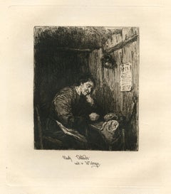 "The Sleeper" etching after Van Ostade