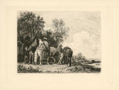 "Travellers before an Inn" etching
