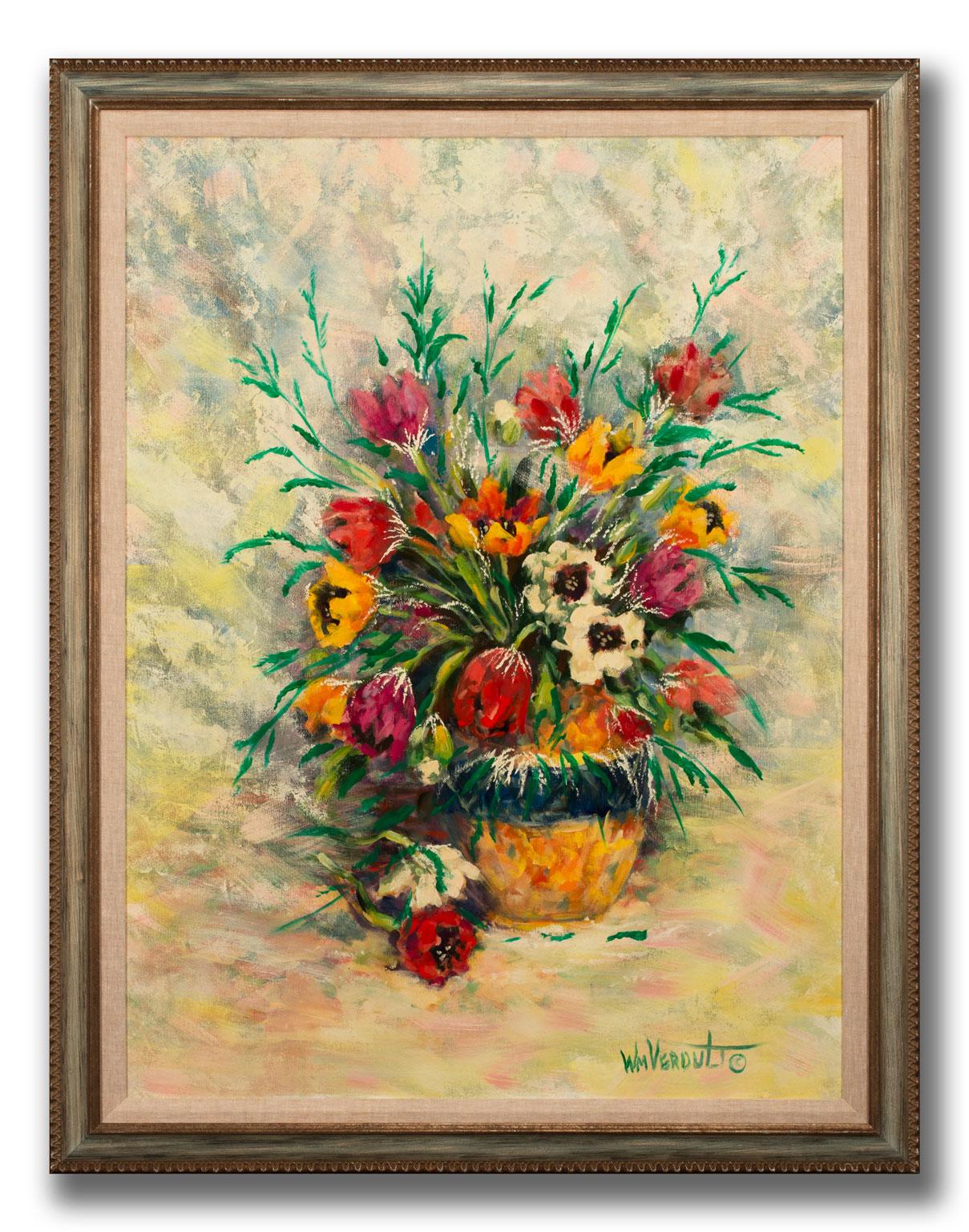 Grand paysage floral, peinture à l'huile originale sur toile de William Verdult, encadrée en vente 1