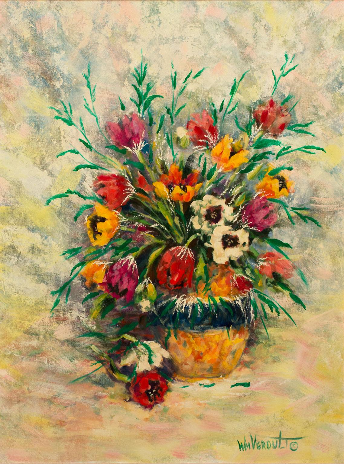 Grand paysage floral, peinture à l'huile originale sur toile de William Verdult, encadrée en vente 2