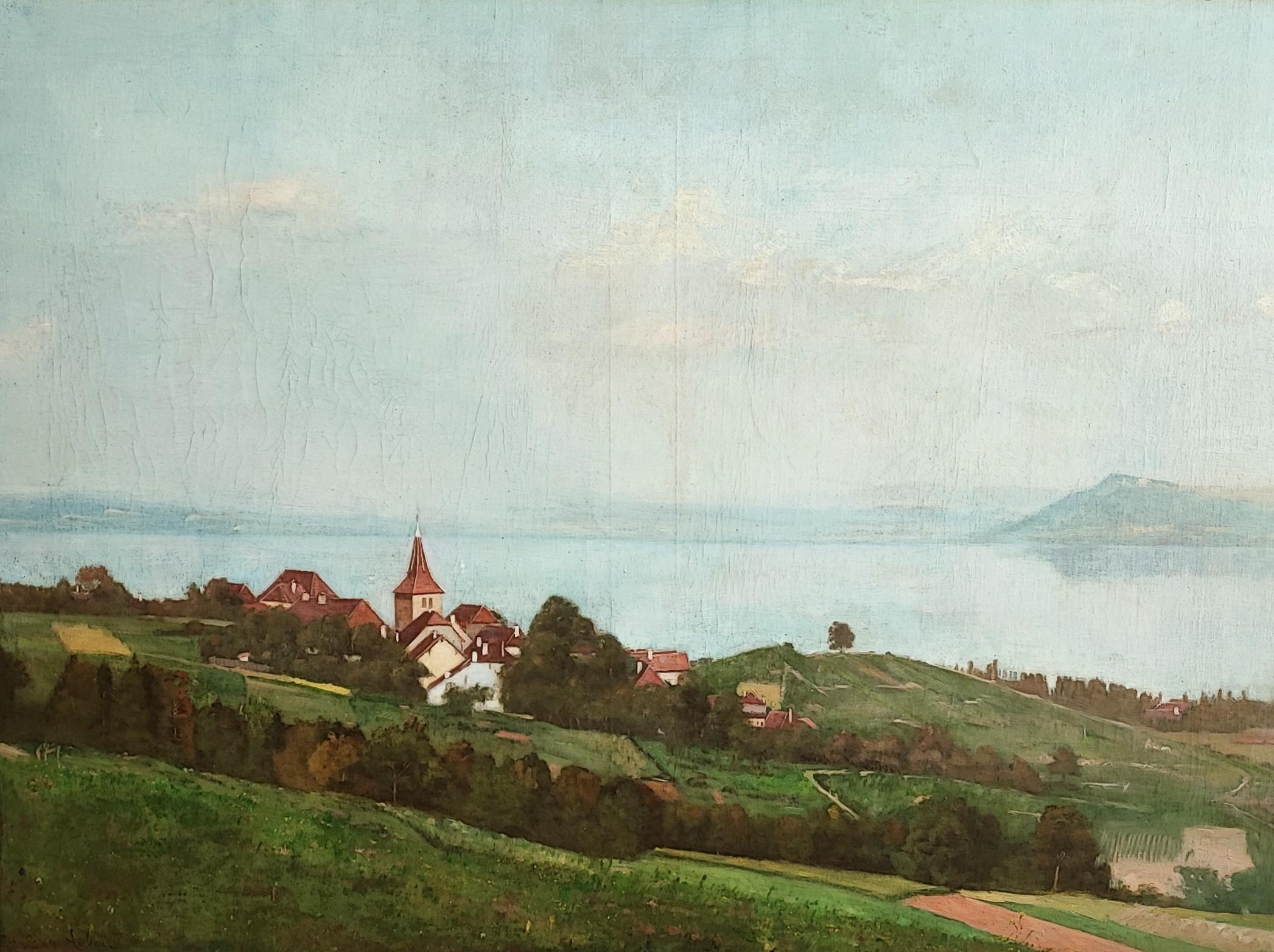 View of the lake in the heights of Vully