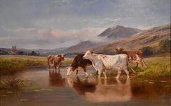 Oil Painting by William Vivian Tippet "Cattle Watering"