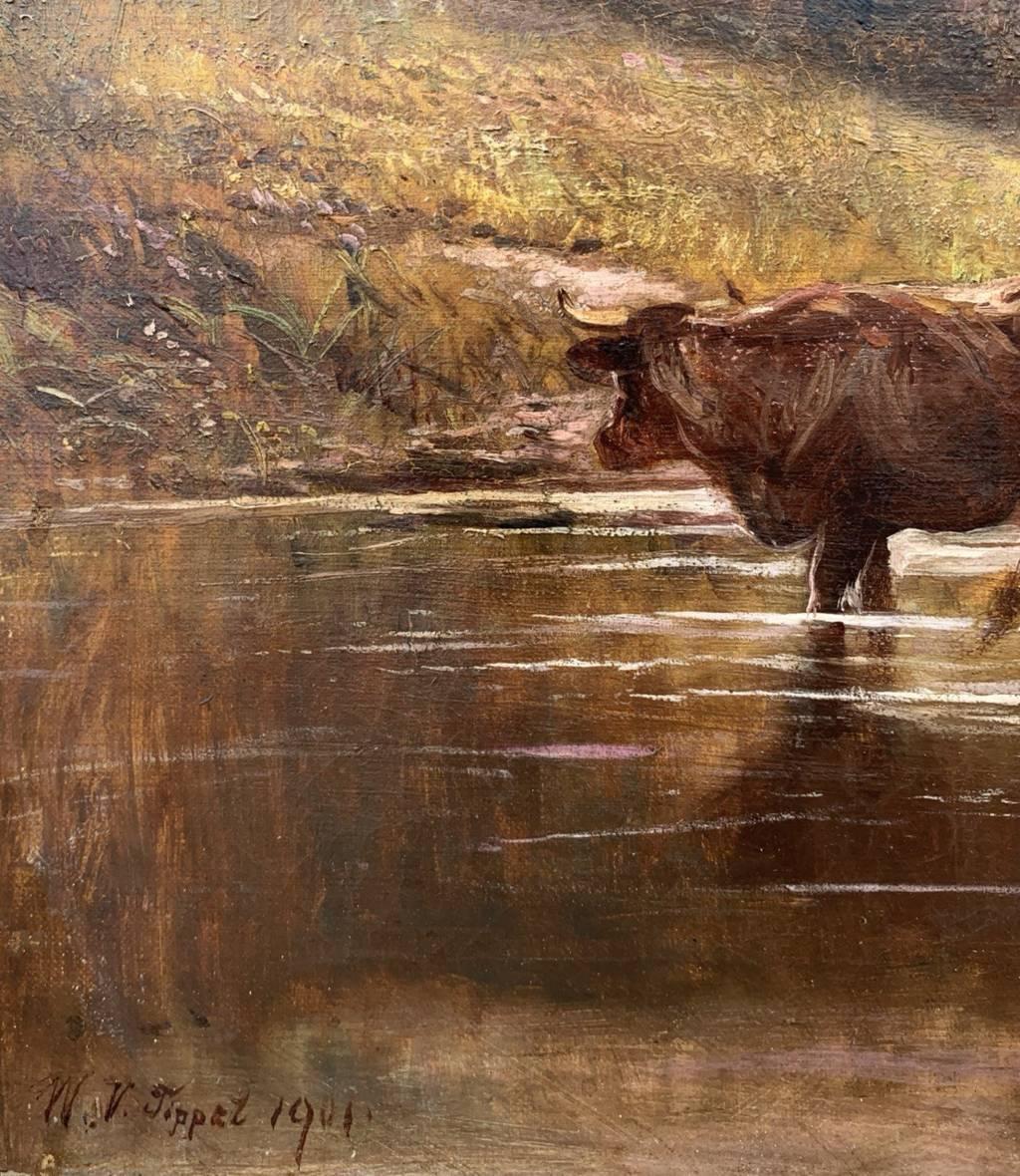 William Tippett (Naturaliste britannique) - Peinture de paysage du 19ème siècle - Vaches en vente 5