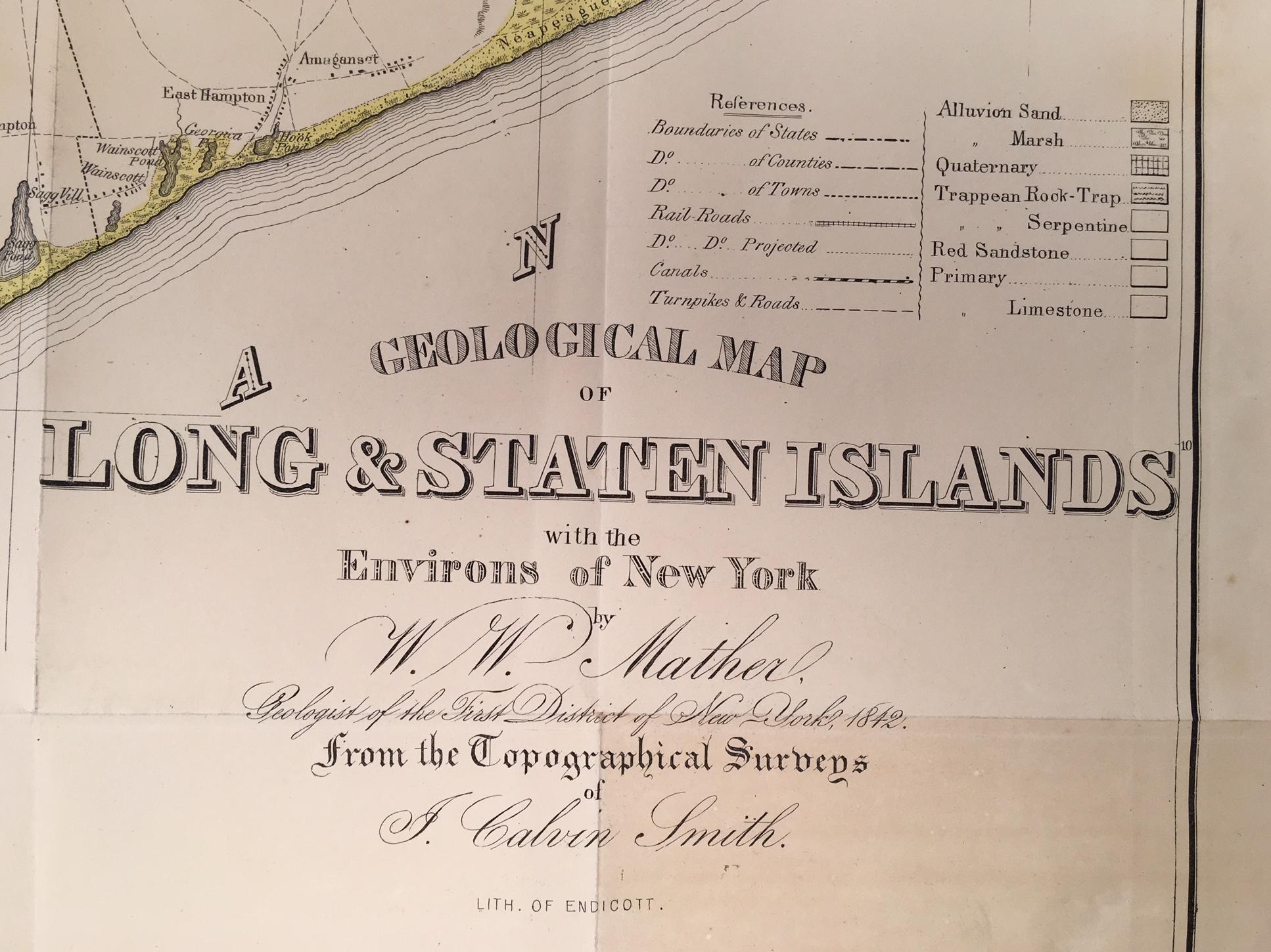 Geological Map of Long & Staten Islands with the Environs of New York - Print by William W. Mather