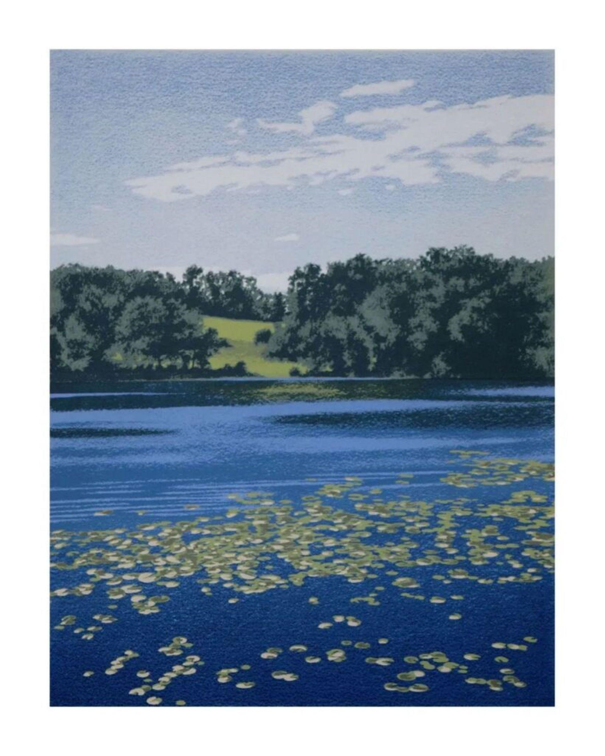 August Lake, Memorial Sloan Kettering Art Collection serigrafia paesaggistica firmata - Print Realismo di William Waitzman