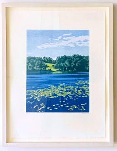 August Lake, Memorial Sloan Kettering Art Collection, signierter Landschafts-Seidendruck