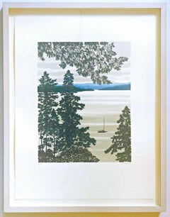 Julio, Paisaje serigrafiado firmado 6/14, Memorial Sloan Kettering Art Coll Enmarcado