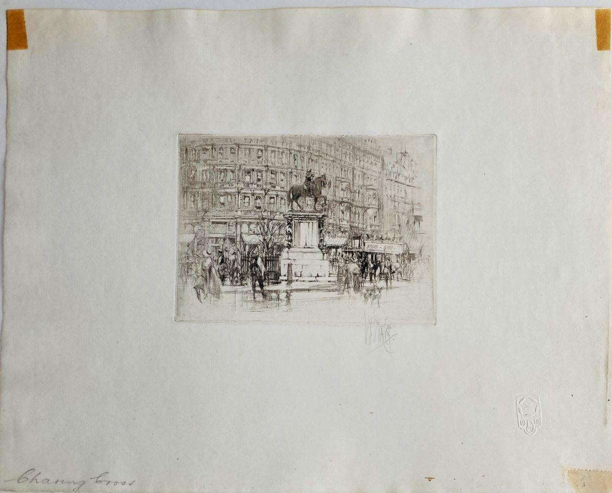 Charing Cross - The Statue of Charles I. - Print by William Walcot, R.E., Hon.R.I.B.A.