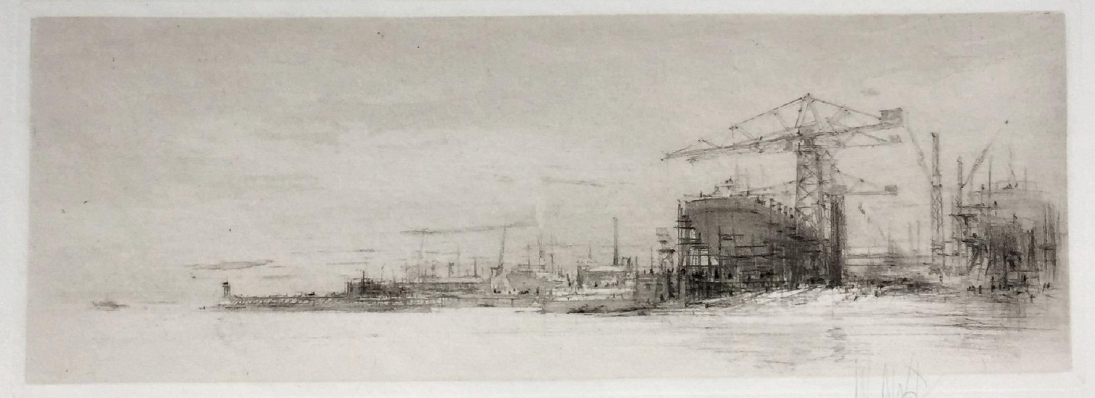 William Walcot, R.E., Hon.R.I.B.A. Figurative Print - Glasgow -- on the Clyde