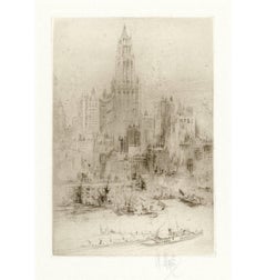 Antique Lower Manhattan (The Woolworth Building, New York)